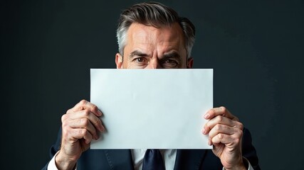 Naklejka premium Businessman Blank Sign Portrait - AI Photorealistic