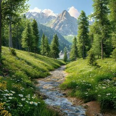 Fototapeta premium Summer tourism through the mountain pass