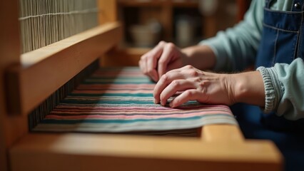 Elderly Mentors Teaching Children Traditional Weaving with Colorful Threads
