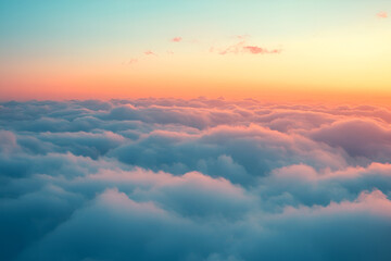 Obraz premium flight over the clouds. splendid dawn of the sun
