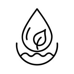 Vector linear icon depicting a falling drop of water