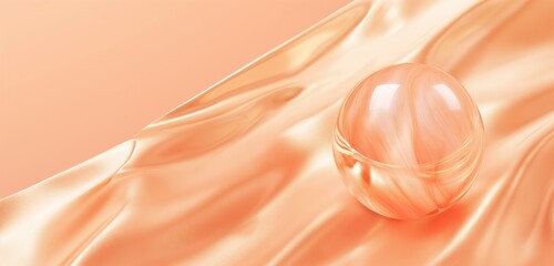 A high-resolution smooth gradient soft peach background with a subtle metallic sheen, transitioning from peach to light apricot, and featuring a polished peach marble sphere.