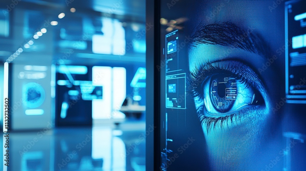 Fototapete advanced eye scanner access control system for high-security locations technology innovation modern 