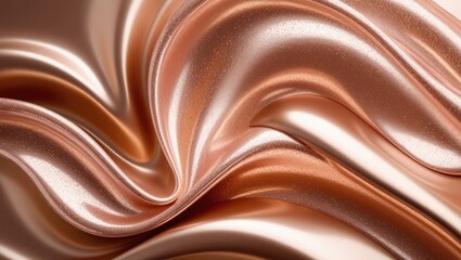 Naklejka premium Abstract Waves Design with Fluid, Glass-Like Texture in Rose Gold and Champagne