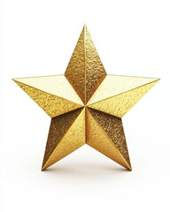 A shimmering golden star on a clean white background, symbolizing achievement and excellence.