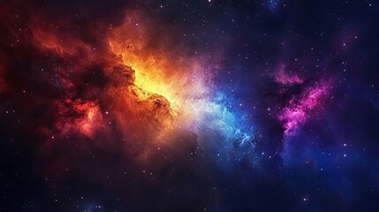 Obraz premium Breathtaking cosmic display of vibrant nebula clouds with rich colors and sparkling stars in deep space background – stunning interstellar phenomenon of galactic dust and light in the universe