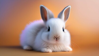 adorable furry easter bunny on color background
