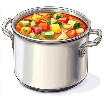 vegetable stew cooking in pot clip art preview