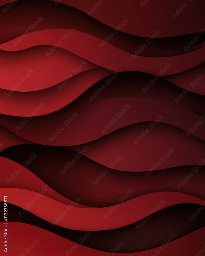 Poster abstract red waves create a dynamic and elegant pattern, evoking a sense of movement and depth.