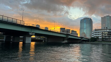 Fototapeta premium sunset over the river