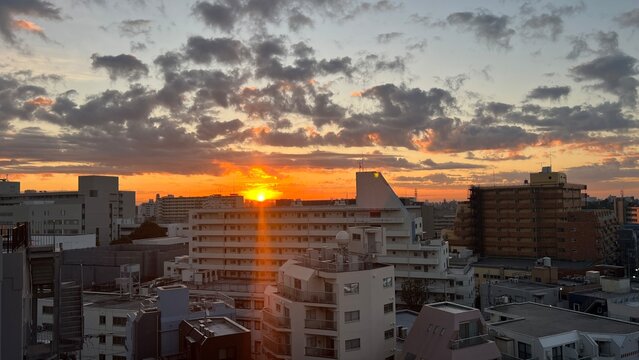 sunset over the city