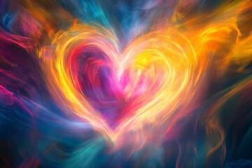 Obraz premium Abstract heart, vibrant colors, swirling light.