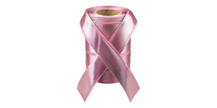Pink awareness ribbon roll isolated on transparent background