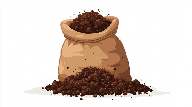 brown soil bag, gardening, white background clip art preview