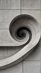 Fototapeta premium A captivating image of a modern building with an abstract concrete facade featuring a mesmerizing spiral design. Perfect for architecture and design inspiration.