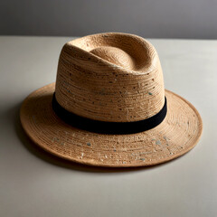 Elegant and Stylish Summer Fedora Hat The image depicts a beautifully crafted straw fedora hat with a beige woven texture highlighted by a brown and black band around the crown.