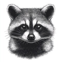 Obraz premium Detailed monochrome illustration of a raccoon's head. (1)
