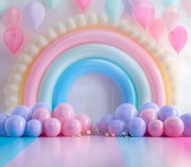 rainbow and balloons backdrop background