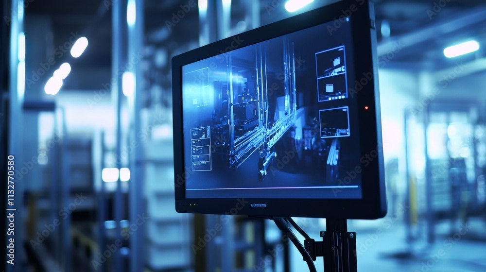 Poster High-performance dust and waterproof computer monitor in industrial setting detailed view technology and reliability focus