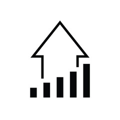 business arrow graph pointing up with bars represent sales business increase profit icon