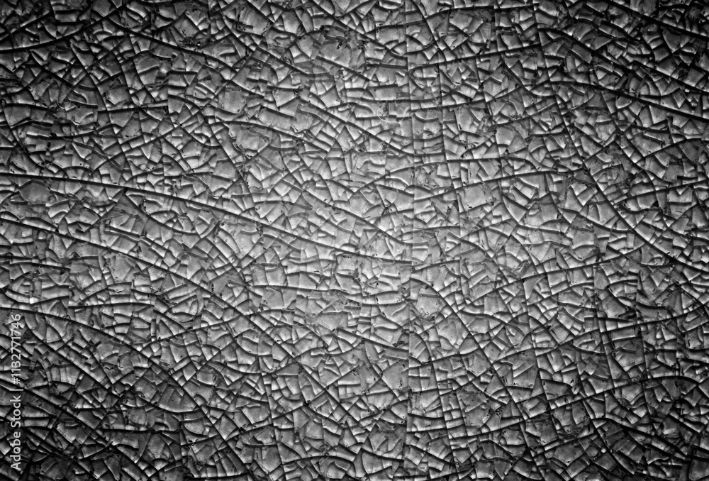 Poster Black metal background with abstract cracks.