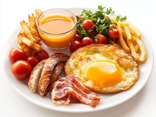 Breakfast photo with fried eggs and bacon