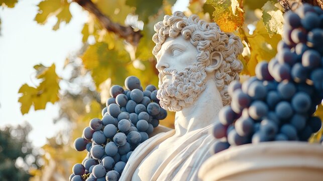 Vibrant dionysus amidst grapevines virtual vineyard dynamic view