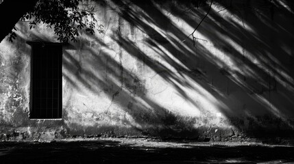 Fototapeta premium Weathered Wall Shadows and Window Light Play