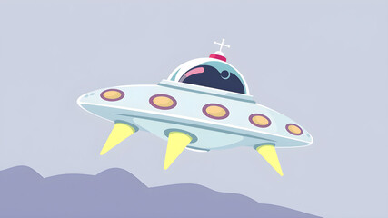 Fototapeta premium Ufo Spaceship Cartoon Vector Icons Illustration. Flat Cartoon Concept. Suitable for any creative project. Generative AI