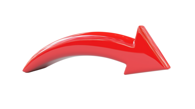 Stylized Red Arrow isolated on transparent background	