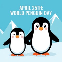 Naklejka premium Happy Penguins Celebrate World Penguin Day