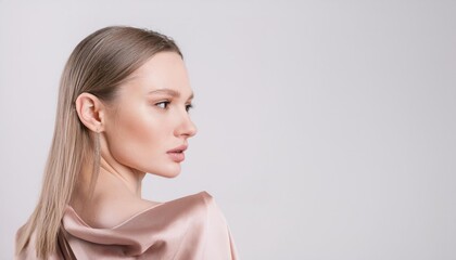 beautiful young woman with fashion makeup and hairstyle in silk 