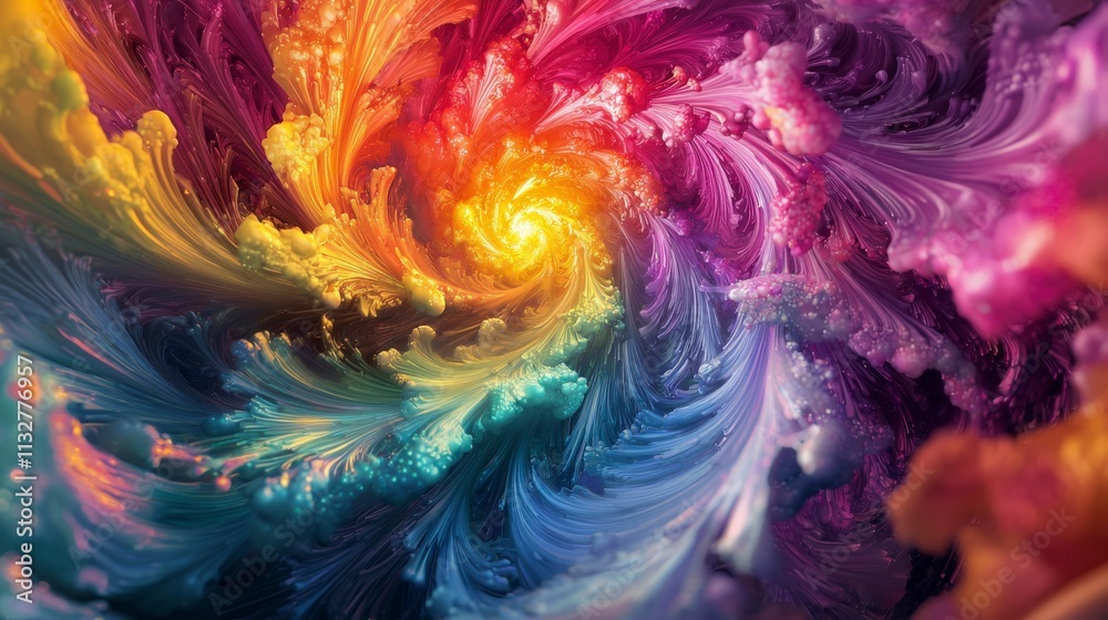 Aufkleber Luminous particles in a digital vortex a surreal close-up of vibrant abstract art in cosmic motion