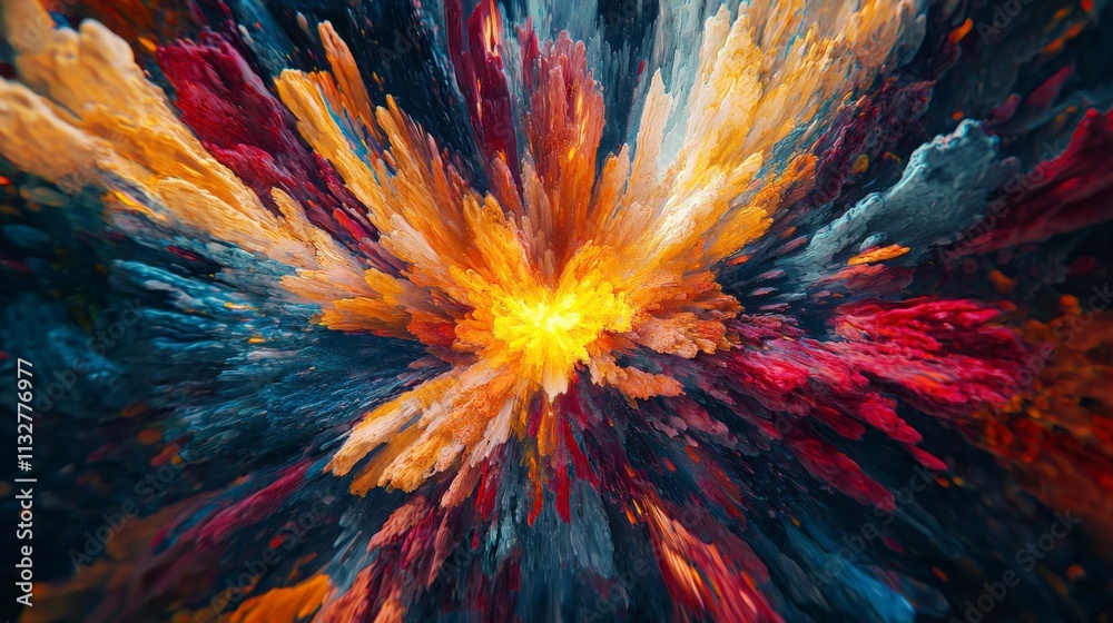 Poster Dynamic digital vortex of luminous particles spiraling toward a cosmic center in abstract art environment