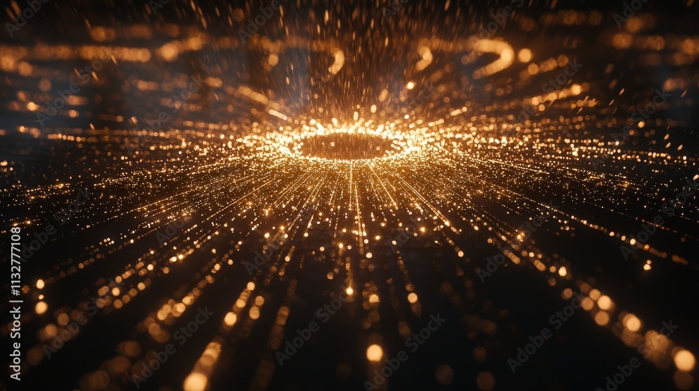 Aufkleber Futuristic light beam network forming glowing web digital art abstract environment dynamic perspective technology concept