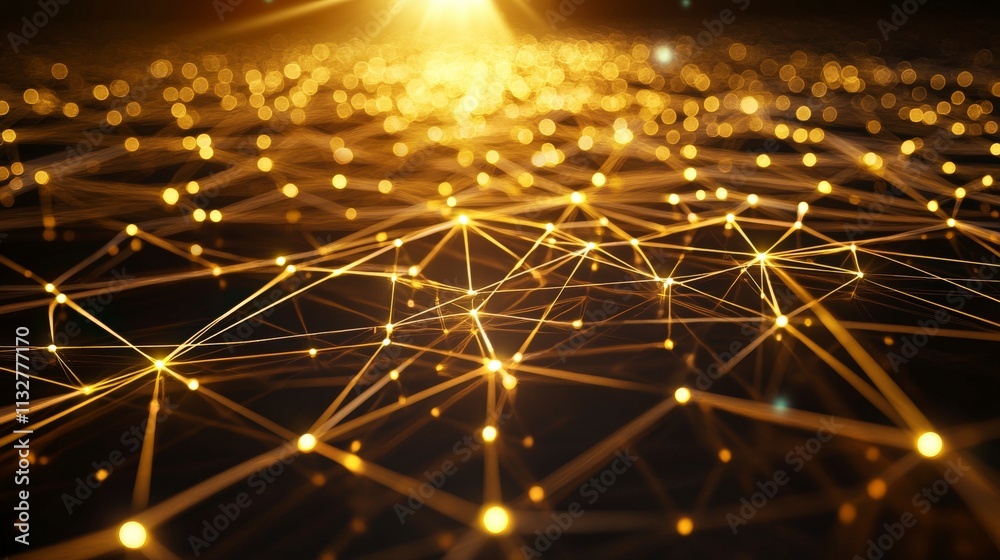 Aufkleber futuristic light beam network connecting nodes in abstract digital space for high-tech aerial innova