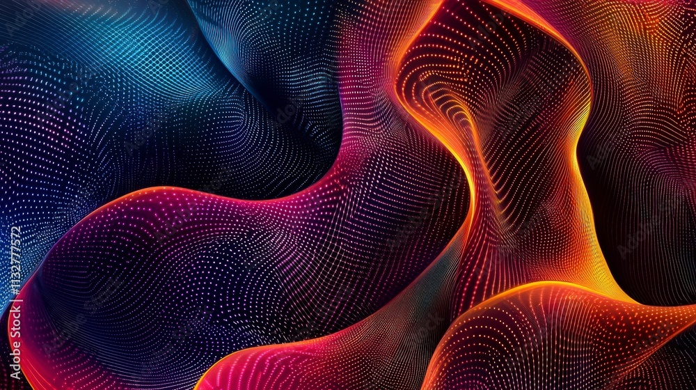Poster dynamic abstract technology swirl design digital art studio illustration vibrant colors close-up mod