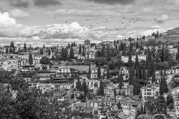 View of the Albayzin district from Alhambra palace,  Granada, Andalusia, Spain