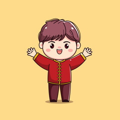 Cartoon Character in Traditional Red Outfit chinese new year