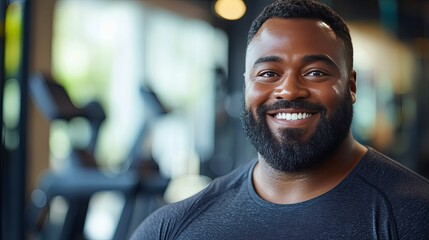 Happy Man Smiling in a Fitness Center Setting