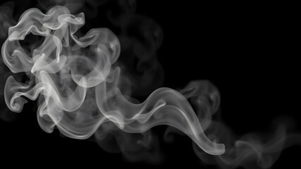 Fototapeta premium Vector isolated smoke. White smoke texture on a black background. Special effect of steam, smoke, fog, clouds. Generative AI