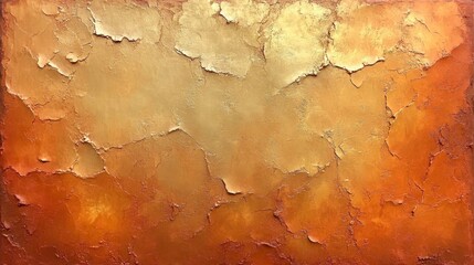 Naklejka premium Abstract Textured Painting in Warm Tones of Gold and Copper