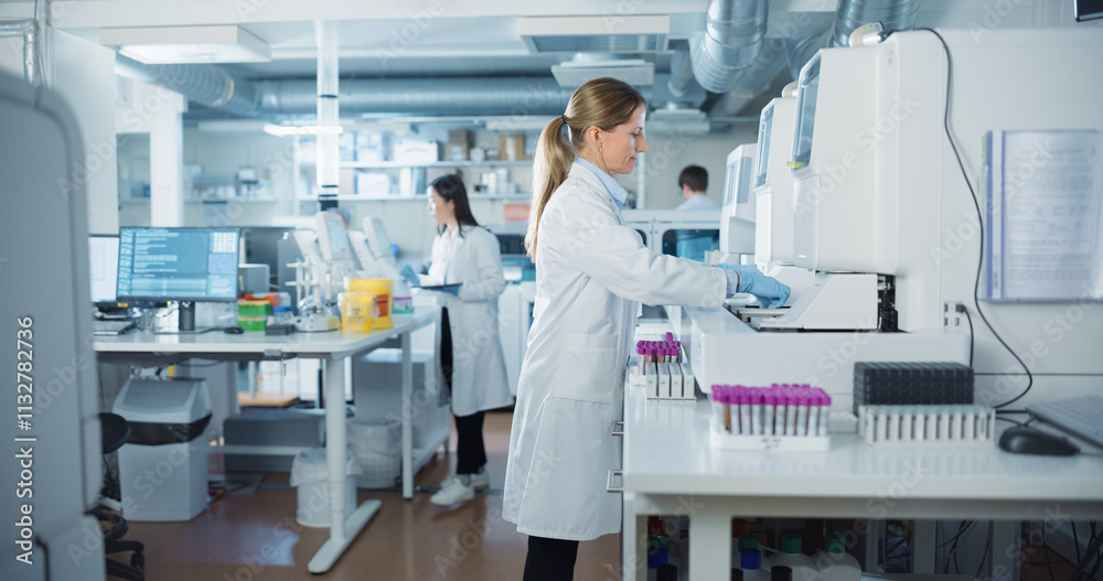 Poster diverse team working in a clinical laboratory. biomedical scientists testing out clinical specimens 