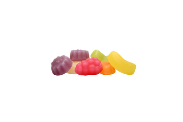 Sweet gummy candies. Colorful pastel colors. Isolated on transparent background. Png image