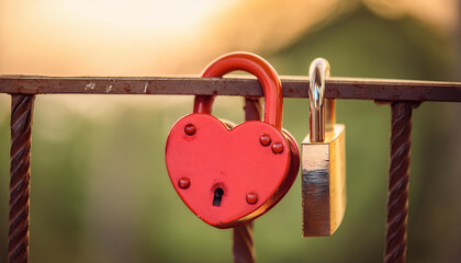 Heart-shaped padlock. Happy holiday. Valentine's day and love concept.