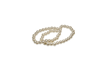 Necklace made of genuine lake shell pearls isolated on transparent background. Png image