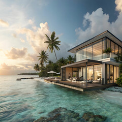 Fototapeta premium Maldives house exotic travel sea