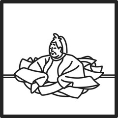 線画正方形シンプル百人一首　崇徳院