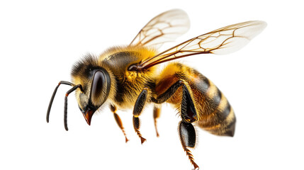Honeybee in Flight: A close-up of a honeybee in mid-flight, with its wings outstretched and its body poised for action.