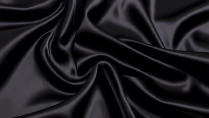 Obraz premium Smooth elegant black satin texture abstract background. Luxurious background.